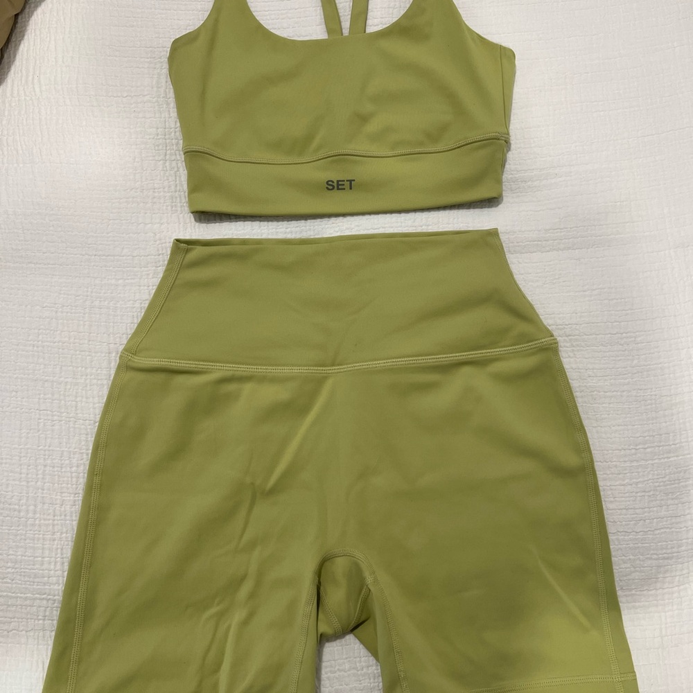 SET Active Olive Green High-Waist Bike Shorts